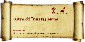 Kutnyánszky Anna névjegykártya