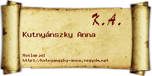 Kutnyánszky Anna névjegykártya